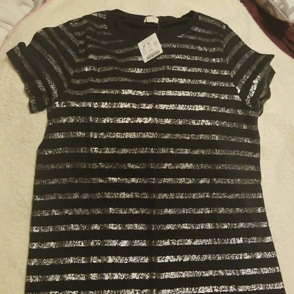 J. CREW metallic tee shirt, Medium, BNWT